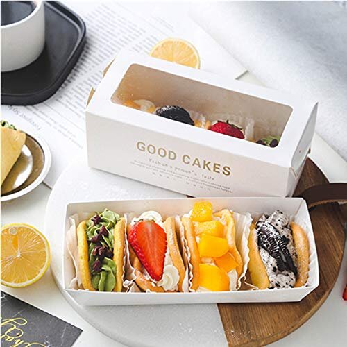25 Pack] DonutBakery Box with Window - Auto-Popup cardboard gift Packaging and Baking containers, cupcake, coo